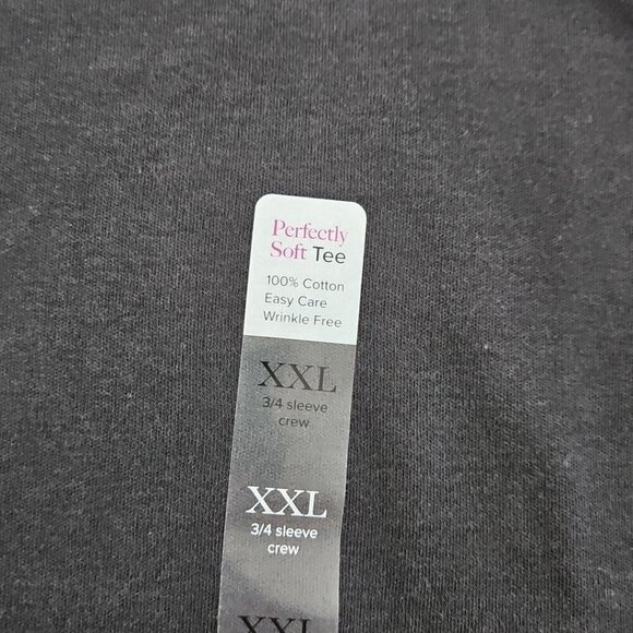 Kim Rogers Perfectly Soft Tee NEW Women's XXL Deep Black 3/4 Length Sleeve NWT - Picture 3 of 13